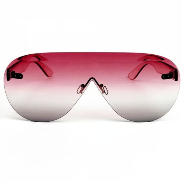 Oversized Rimless Pink Gradient Sunglasses - Picture 5 of 12